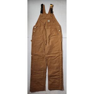 Carhartt Firm Duck Insulated Bib Overalls Large Tall Brown